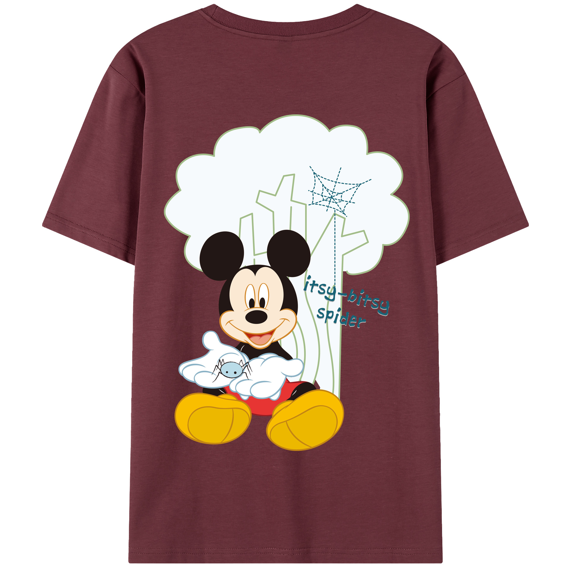 （画像用） ミッキーマウス Mickey Mouse 綿100％半袖Tシャツ（背面プリント）